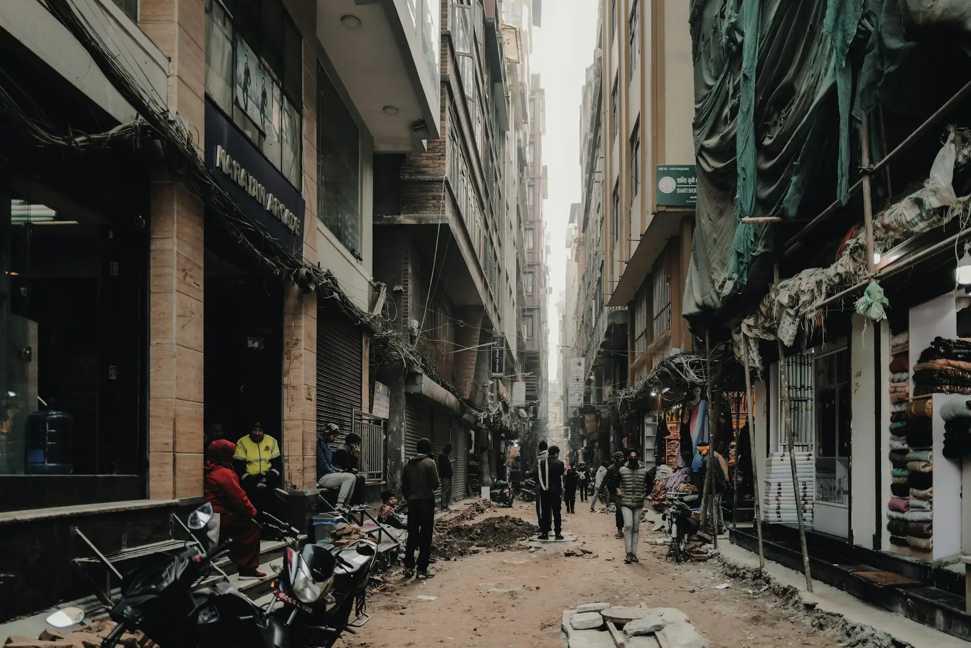A Kathmandu street with shopfronts